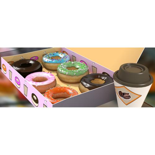Box of Donuts with Coffee preview image